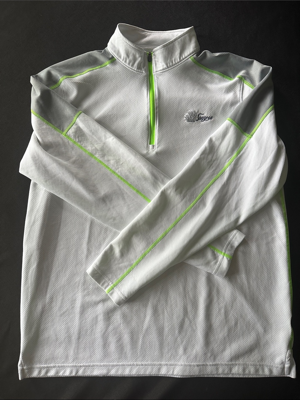 Under Armour White Performance 3/4 zip Pullover Sawgrass white/gray/neon green